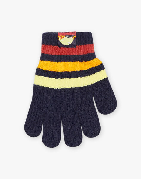 Gants bleu marine en tricot avec rayures FRAGANAGE / 23E4PG51GAN713