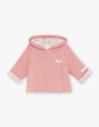 Veste à capuche en tubique rose clair FOUSIA / 23E0CF61VESD332
