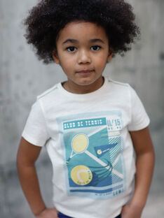 T-shirt écru à manches courtes motif affiche enfant garçon ZEBILAGE / 21E3PGO1TMC001