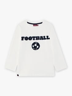 T-shirt écru et bleu marine football enfant garçon CAXUAGE2 / 22E3PGF3TML001