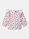 Ensemble sweat blanc imprimé pommes avec volants aux épaules et legging bleu marine Bébé Fille NAGERALDINE / 25H1BFM1ENS001