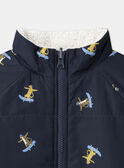 Imperméable 2 en 1 bleu ou ou bleu foncé imprimé animaux à manches longues Garçon NINIRAGE / 25H3PGE1IMP205
