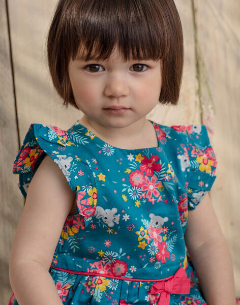 Robe Et Bloomer Bleu Canard Imprime Fleurs Et Koalas Bebe Fille Fleurs D Australie Bebe Sergentmajor