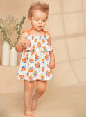 Robe à volants écrue à imprimé fleur bleue et orange en jersey KAZILDA / 24E1BFS1ROB001