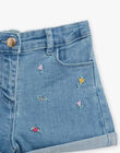 Short en jean bleu à motif fleurs FLESHOETTE / 23E2PFS1SHOP272