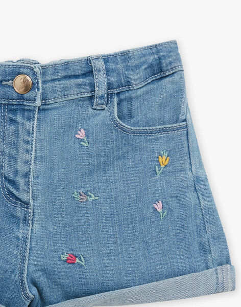 Short en jean bleu à motif fleurs FLESHOETTE / 23E2PFS1SHOP272