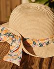 Chapeau de paille avec bande à imprimé clémentines et fleurs FLAMETTE / 23E4PFO1CHA009