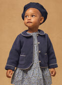 Cardigan bleu foncé à col claudine Bébé Fille NAJUNE / 25H1BFQ1CAR070
