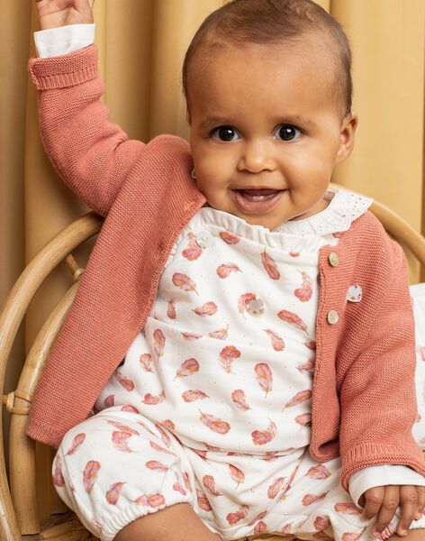 Gilet en tricot vieux rose bébé fille DOLCE / 22H0CF11CAR303