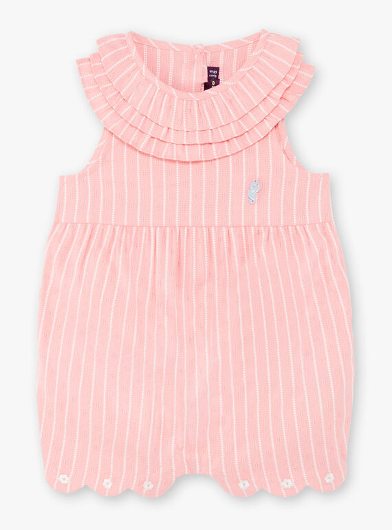 Combinaison courte rose à rayures bébé fille ZAPRUNE / 21E1BFT1CBLD305
