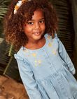 Robe en denim bleu à broderies fleuries FADENETTE / 23E2PF81ROBP272