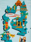 Parure de lit bleu turquoise motif pirate  TIPARURPIR2 / 20EZEN73PLRC218