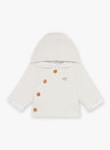 Veste de naissance à capuche en tubique écrue FOLMER / 23E0CM61VESA011