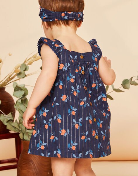 Robe et culotte bleu marine à imprimé fruit FAZOE / 23E1BFR2ROB070