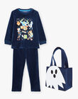 Ensemble pyjama en velours et sac à imprimé Halloween. DALOAGE / 22H5PGS1PYJ702