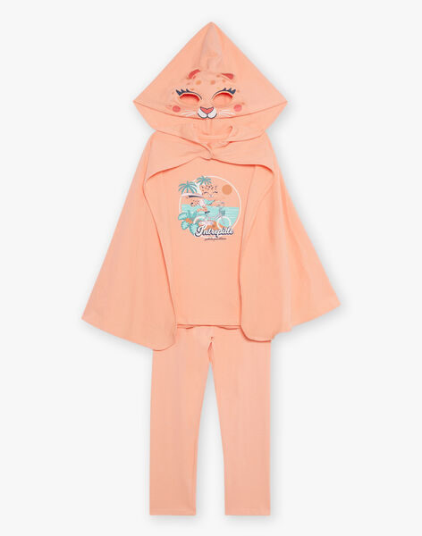 Pyjama deux pièces orange pâle en coton avec cape tête de panthère FLOPOETTE 1 / 23E5PF43PYTE402
