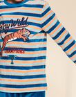 Ensemble pyjama bleu foncé en velours à rayures avec tigre FLORAYAGE / 23E5PG21PYJ202