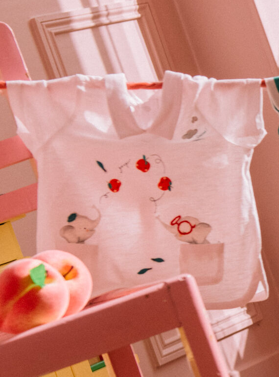 Polo écru motifs éléphants jongleurs bébé garçon CATARNO / 22E1BGM1POL001