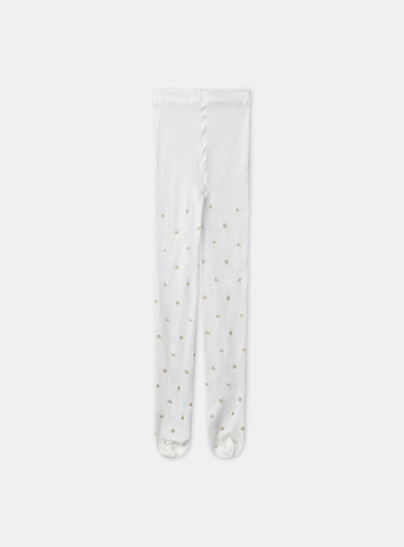 Collant microfibre écru fleuri MREMOUETTE / 25E4PFL1COL001