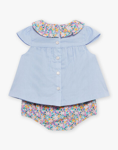 Blouse et bloomer ciel à imprimé fleuri et à rayures FASOLAL / 23E1BFS1ENS020