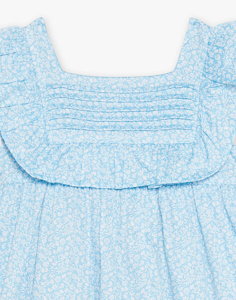 Robe à imprimé fleuri bleu azur enfant fille CHYVOETTEX / 22E2PFW1ROBC201