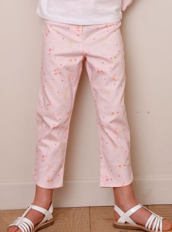 Pantacourt rose imprimé fleuri enfant fille TYPOETTE / 20E2PFJ1PCO321