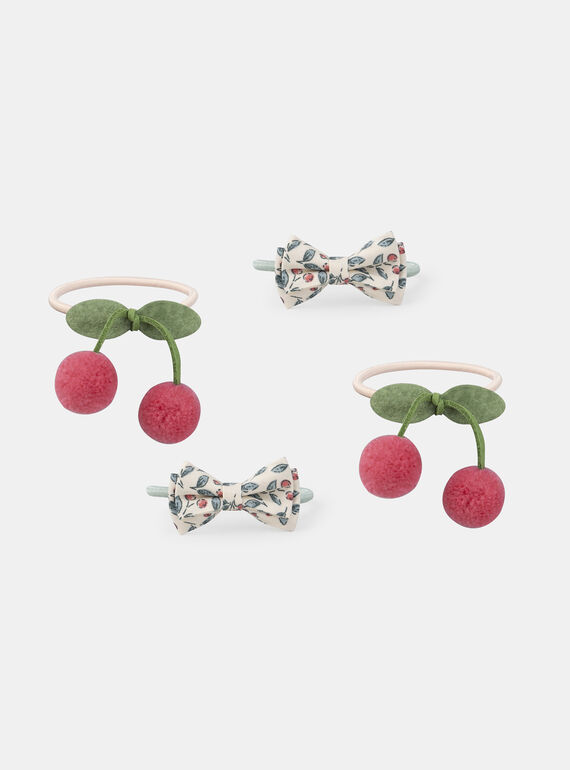 Elastiques cerises pompons et noeuds MINEUETTE / 25E4PFM4ELAG600