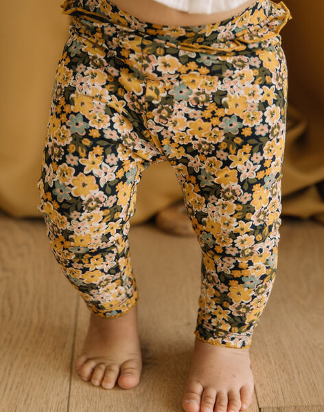 Legging en coton imprimé fleuri jaune DACHARLINE / 22H4BFD1CALC214