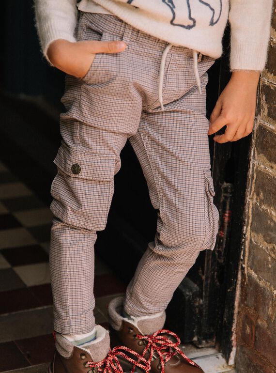 Pantalon cargo à motif pied de poule DEDOUAGE / 22H3PGR2PANI814