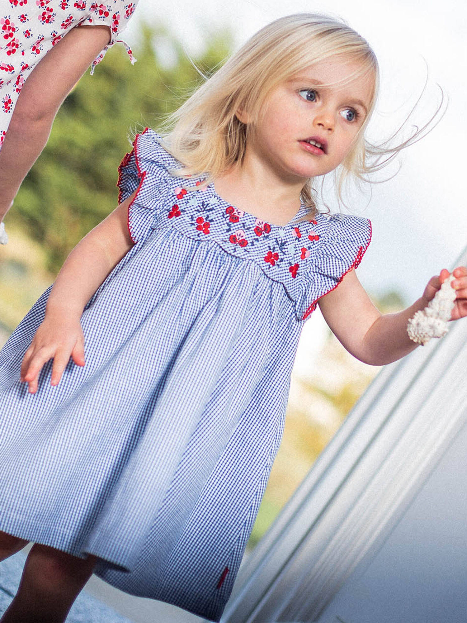 Ensemble robe brod e et boomer en seersucker carreaux b b fille