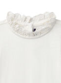 Body blanc à col volant et imprimé fleurs roses sur les manches Bébé Fille NAELODIE / 25H1BFL1BOD001