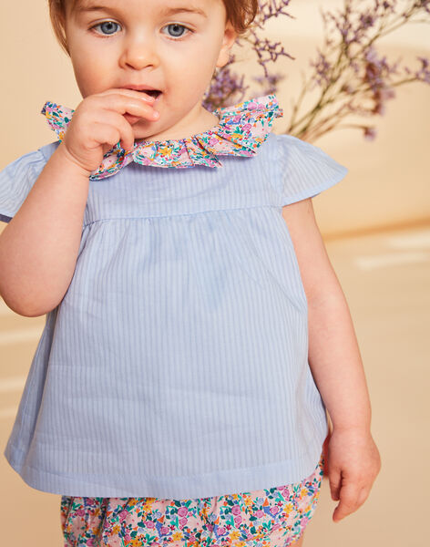 Blouse et bloomer ciel à imprimé fleuri et à rayures FASOLAL / 23E1BFS1ENS020