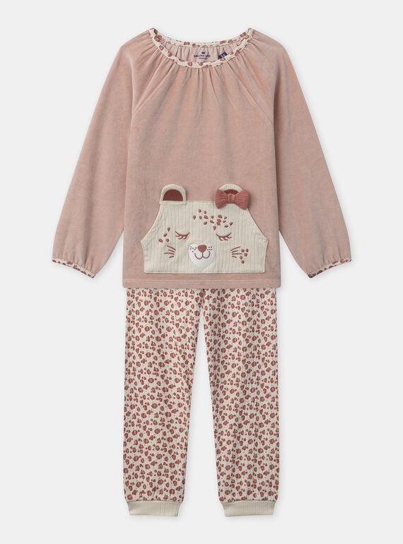 Pyjama rose en velours imprimé léopard Fille NUIMETTE / 25H5PFB4PYJI814