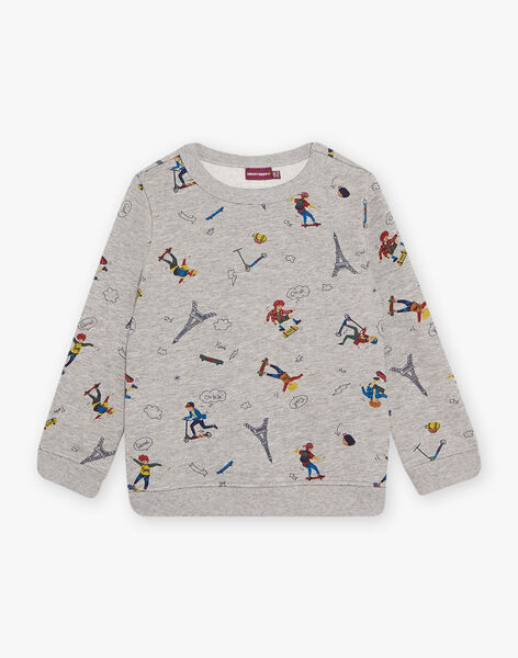 Sweat gris chiné à imprimé fantaisie DAJIRAGE / 22H3PGE1SWE943