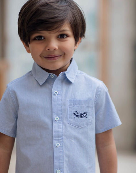 Chemise Manches Courtes Bleue A Fines Rayures Enfant Garcon Achat En Ligne Chemise Sergentmajor