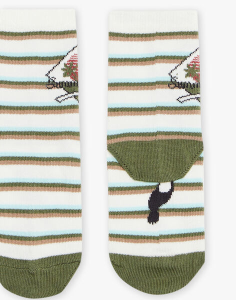 Chaussettes écrues rayées à Jacquard perroquet FIMOUAGE / 23E4PGD1SOQ001