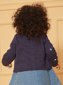 Cardigan bleu marine texturé à fleurs brodées LACORRINE / 24H1BFJ2CAR070