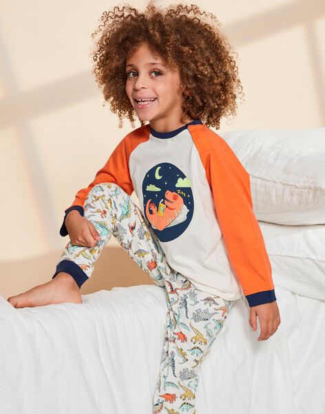 Ensemble pyjama écru avec dinosaures FLODINAGE / 23E5PG26PYJ001