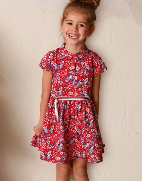 Robe Chemisier Rouge Imprime Papillon Robe Enfant Sergentmajor
