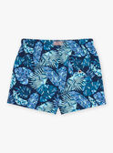 Short de bain bleu marine et vert à imprimé feuillage FISAM / 23E4BGM2MAI070