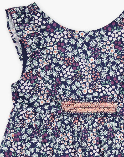 Robe violette en satin de coton fleuri FREBLOETTE / 23E2PFI4ROBH701