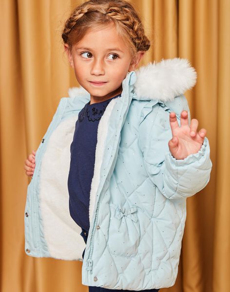 Manteau bleu acier à capuche DRADOUETTE / 22H2PFM2D3EC233