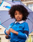 Parapluie rayé bleu et blanc à animation loup DAPLAGE / 22H4PGE1PUIC205