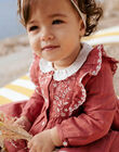 Robe rose vintage brodée à volants bébé fille CABILLY / 22E1BF71ROBD332