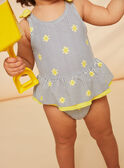 Maillot de bain 1 pièce bleu marine et jaune à imprimé à rayures et soleils FITINA / 23E4BFM2MAIA001