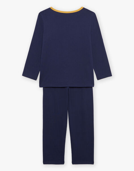 Pyjama deux pièces bleu foncé en coton avec cape tête de loup FLORIAGE2 / 23E5PG41PYT705