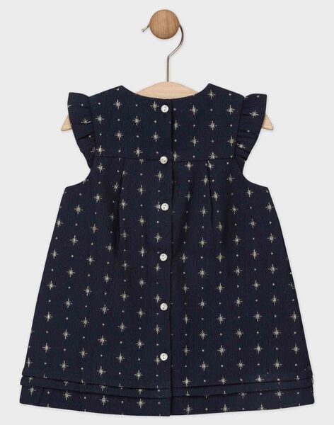Robe En Jacquard Bleu Nuit Etoilee Bebe Fille