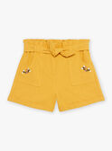 Short jaune moutarde en coton et en lin FOSHOETTE 2 / 23E2PFP2SHOB106