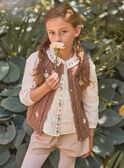 Cardigan marron avec broderie fleurs sans manches Fille NIFLORETTE / 25H2PFL1CSM821