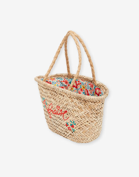 Sac panier en paille brodé Fraise FEPANIETTE / 23E4PFB1BES009